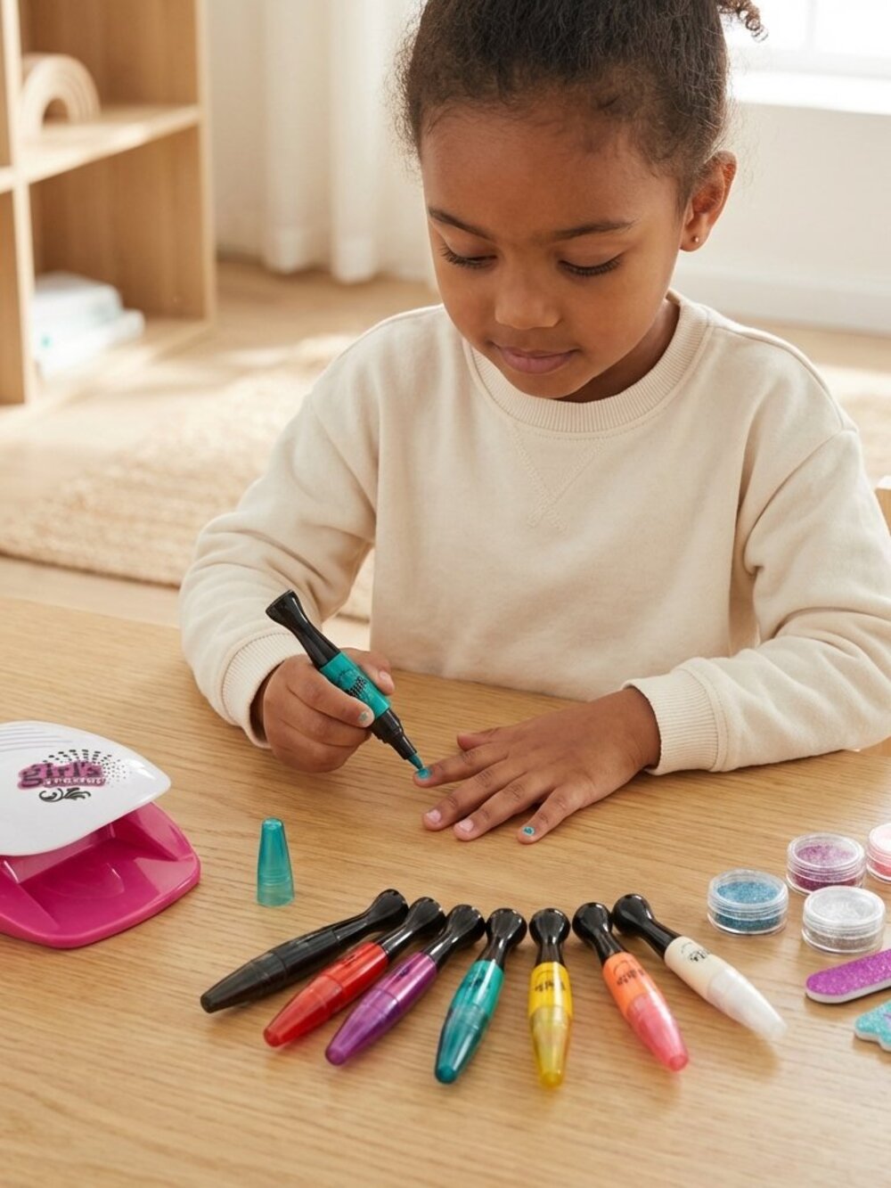 Kids Nail Art Pen Set, Pretend Beauty Salon Toy with Colorful Nail Pens - Picture 4 of 12